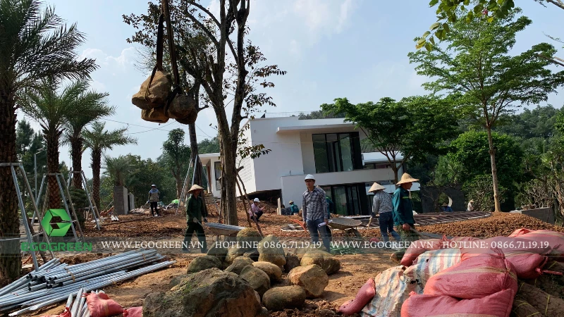 Các bước thi công sân vườn nghỉ dưỡng chuyên nghiệp của EGOGREEN